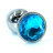 Серебряная анальная пробка из хромированной стали с ярко-синим кристаллом (Medium) - 