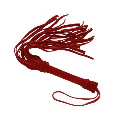 Красная мини-плеть из натуральной велюровой кожи, 40 см, 