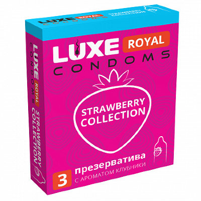 Презервативы гладкие ароматизированные &quot;Luxe Royal Strawberry Collection&quot;, 