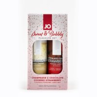 Набор из лубрикантов "JO Sweet & Bubbly Champagne + Chocolate Covered Strawberry" Шампанское + Клубника в шоколаде