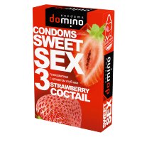  Презервативы"Domino Sweet Sez Strawberri  Coctail" 3 штуки (оральные)