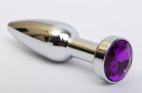 Металлическая серебряная пробка с фиолетовым стразом